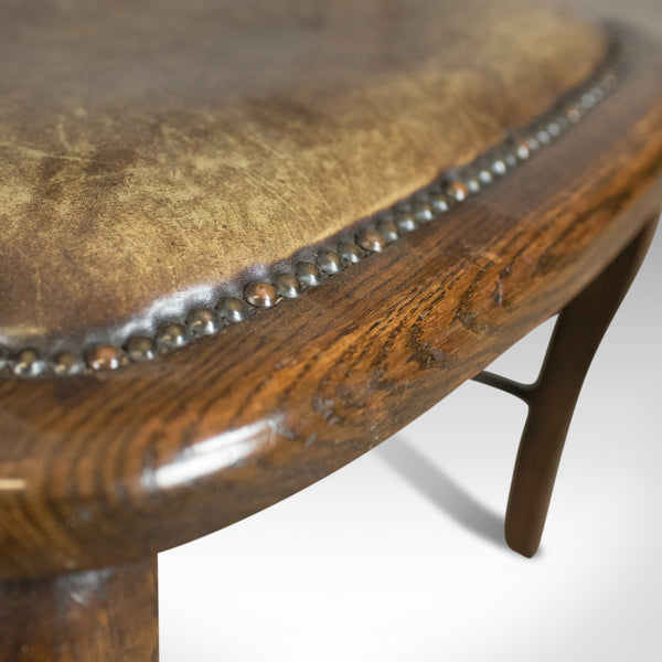 Antique Captain's Chair, English, Oak, Bow-Back, Leather, Smokers Circa 1910 - London Fine Antiques