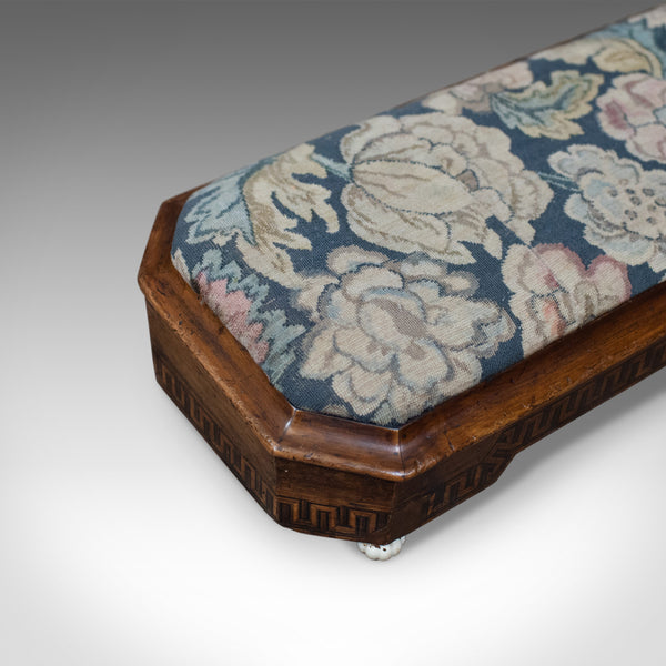 Antique, Carriage Stool, Long, Victorian, Footrest, Walnut, Needlepoint c1860 - London Fine Antiques