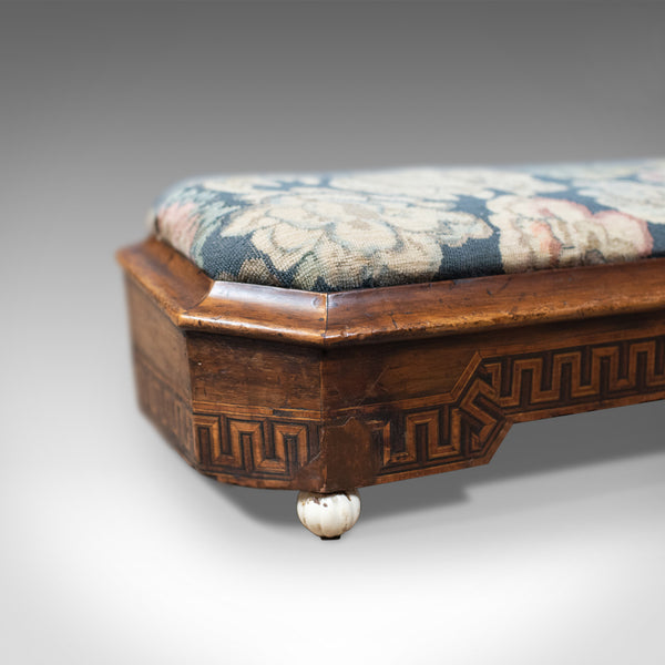 Antique, Carriage Stool, Long, Victorian, Footrest, Walnut, Needlepoint c1860 - London Fine Antiques