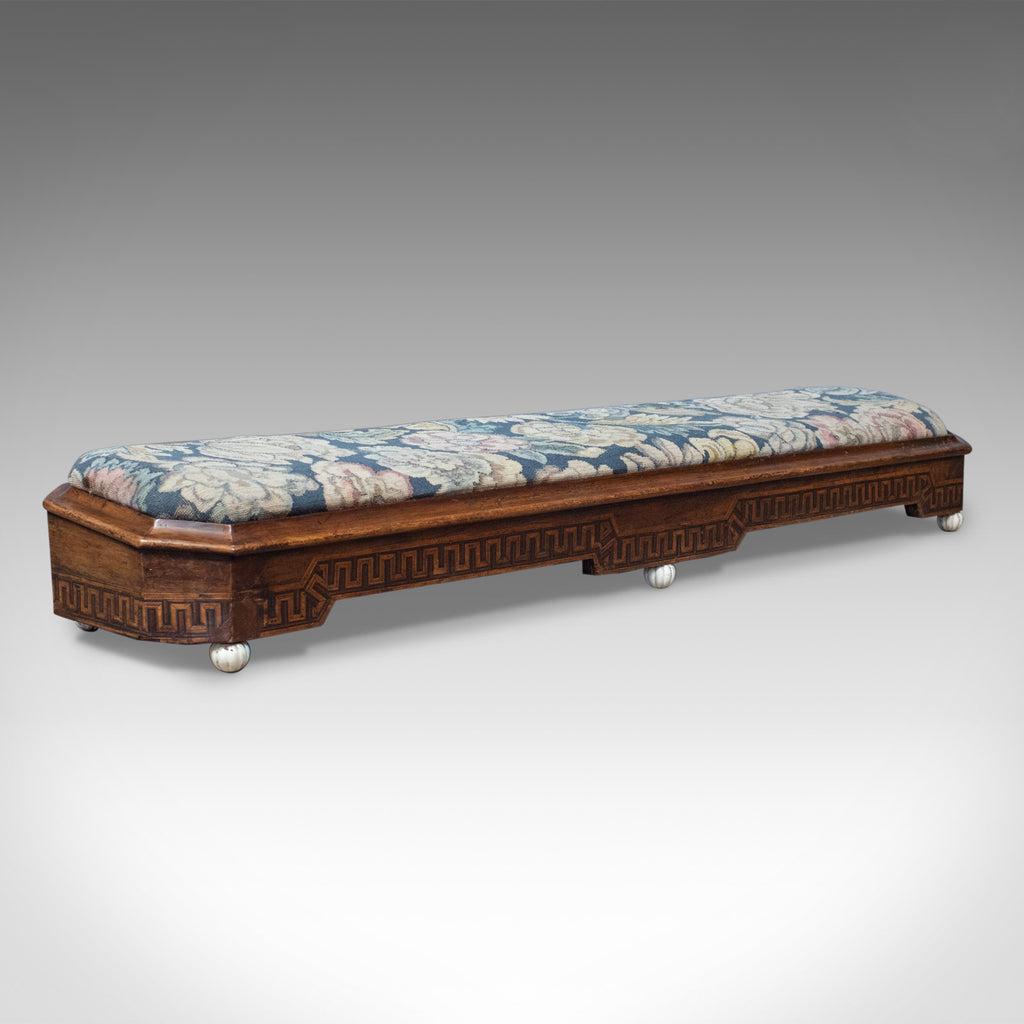 Antique, Carriage Stool, Long, Victorian, Footrest, Walnut, Needlepoint c1860 - London Fine Antiques