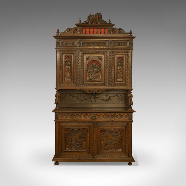 Antique Carved Breton Buffet Cabinet, French, Sideboard, Oak, Circa 1880 - London Fine Antiques