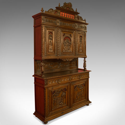 Antique Carved Breton Buffet Cabinet, French, Sideboard, Oak, Circa 1880 - London Fine Antiques