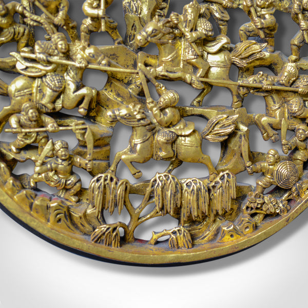 Antique Carved Wall Panel, Circular, Chinese, Giltwood, Decorative, Circa 1900 - London Fine Antiques