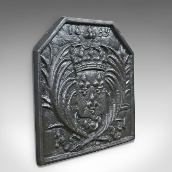 Antique Cast Iron Fire Back, Coat of Arms, Fireplace Revival Casting, Circa 1900 - London Fine Antiques