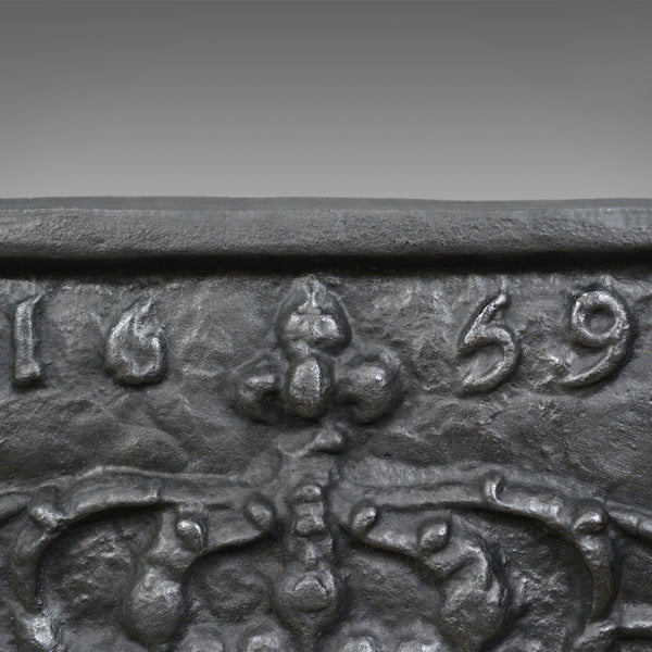 Antique Cast Iron Fire Back, Coat of Arms, Fireplace Revival Casting, Circa 1900 - London Fine Antiques