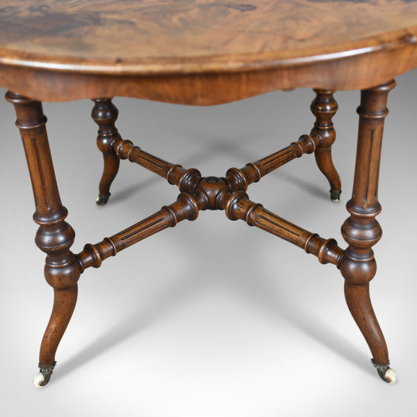Antique Centre Table, English, Victorian, Circular, Burr Walnut, Tea, Side c1870 - London Fine Antiques