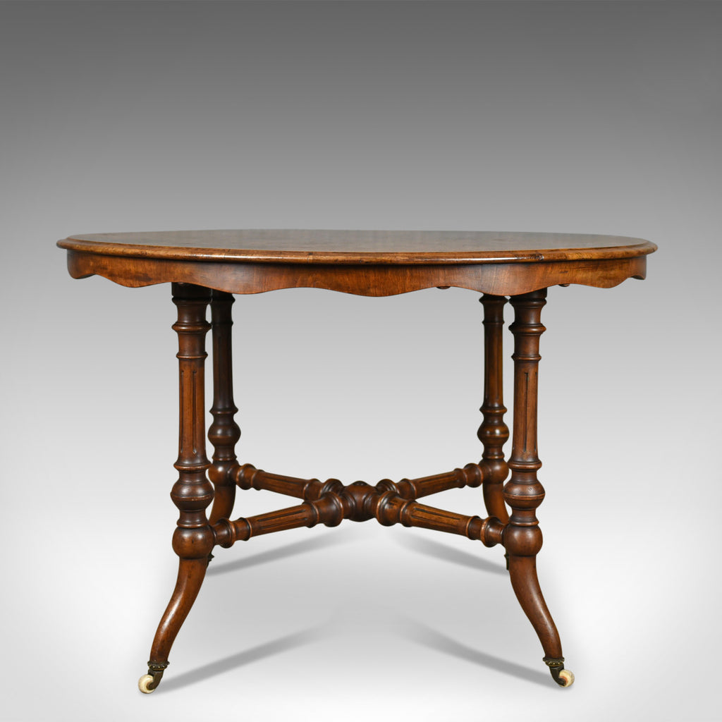 Antique Centre Table, English, Victorian, Circular, Burr Walnut, Tea, Side c1870 - London Fine Antiques