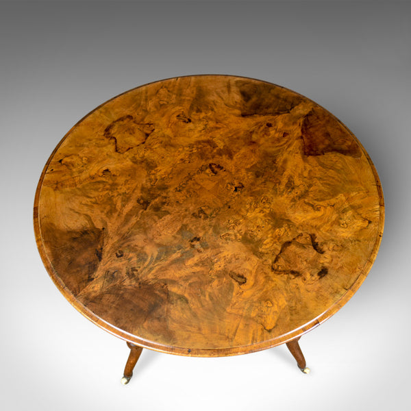 Antique Centre Table, English, Victorian, Circular, Burr Walnut, Tea, Side c1870 - London Fine Antiques