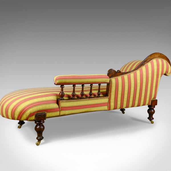 Antique Chaise Longue, English, Victorian, Scroll-End Day Bed, Mahogany c.1870 - London Fine Antiques