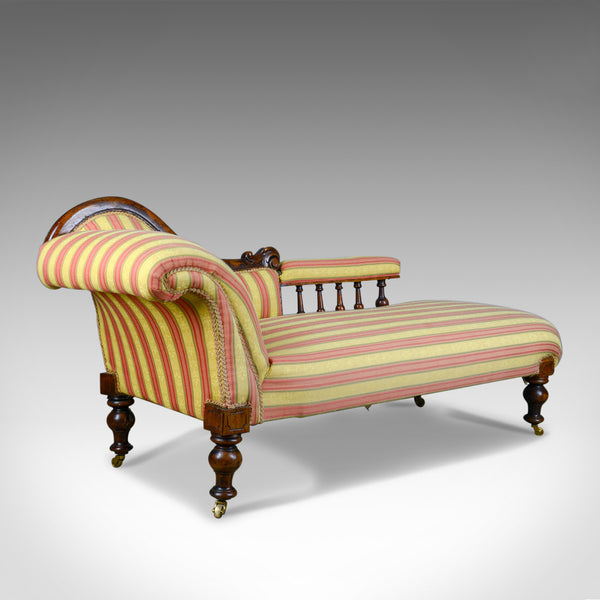 Antique Chaise Longue, English, Victorian, Scroll-End Day Bed, Mahogany c.1870 - London Fine Antiques