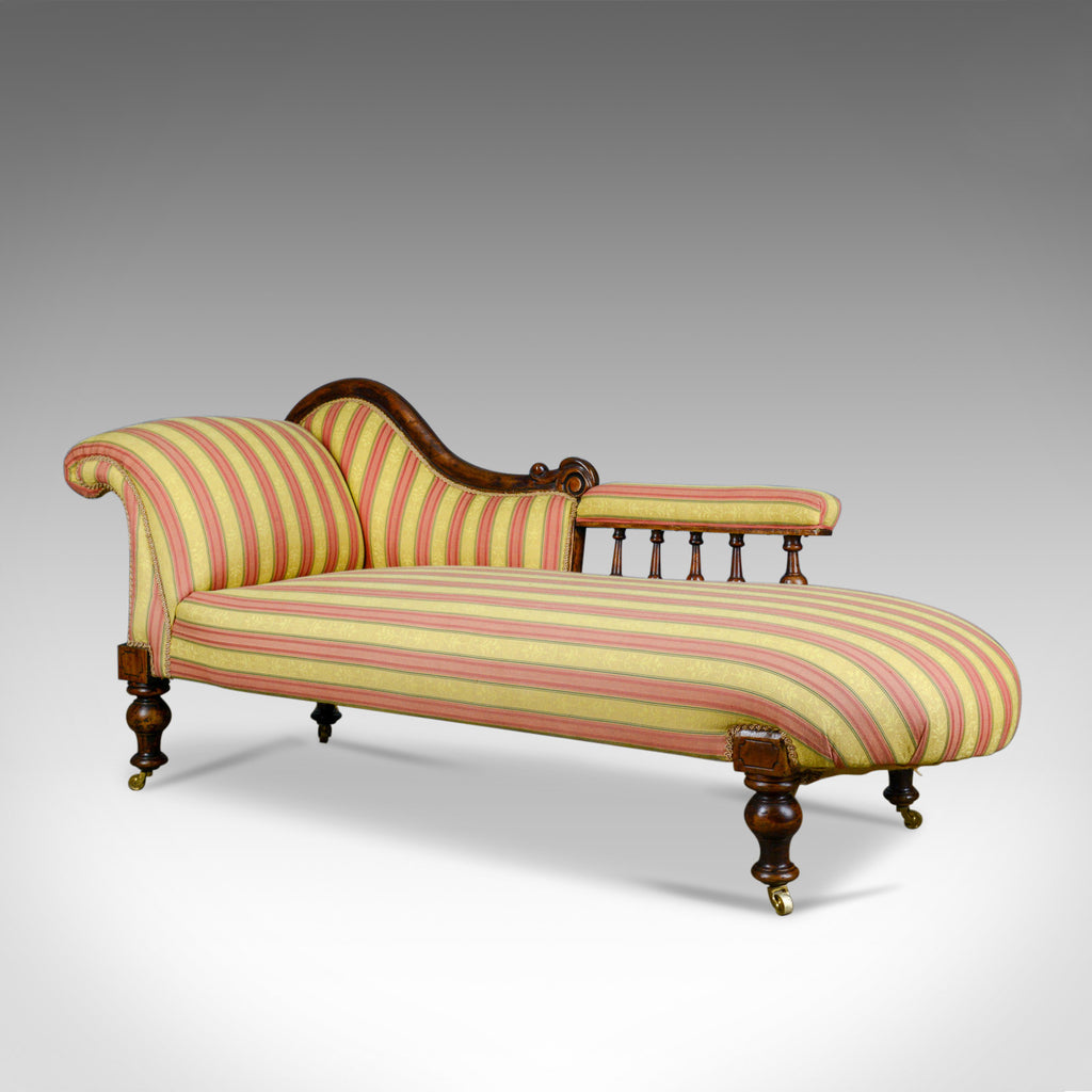 Antique Chaise Longue, English, Victorian, Scroll-End Day Bed, Mahogany c.1870 - London Fine Antiques