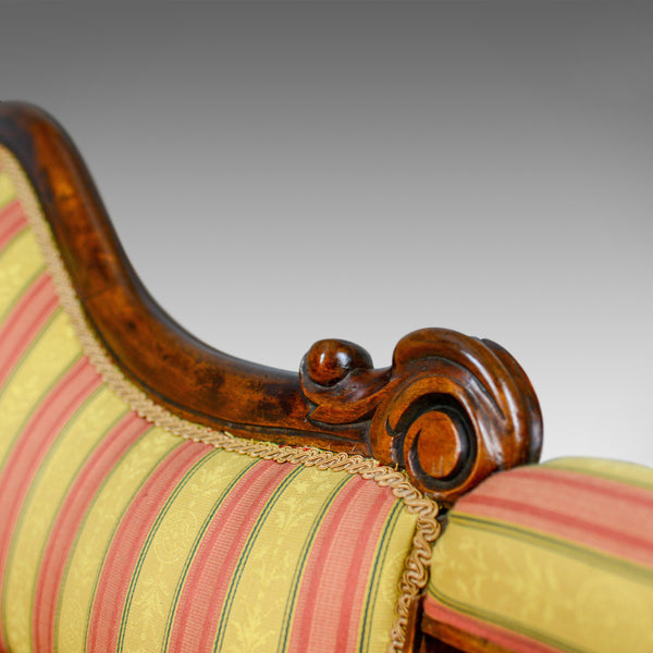 Antique Chaise Longue, English, Victorian, Scroll-End Day Bed, Mahogany c.1870 - London Fine Antiques