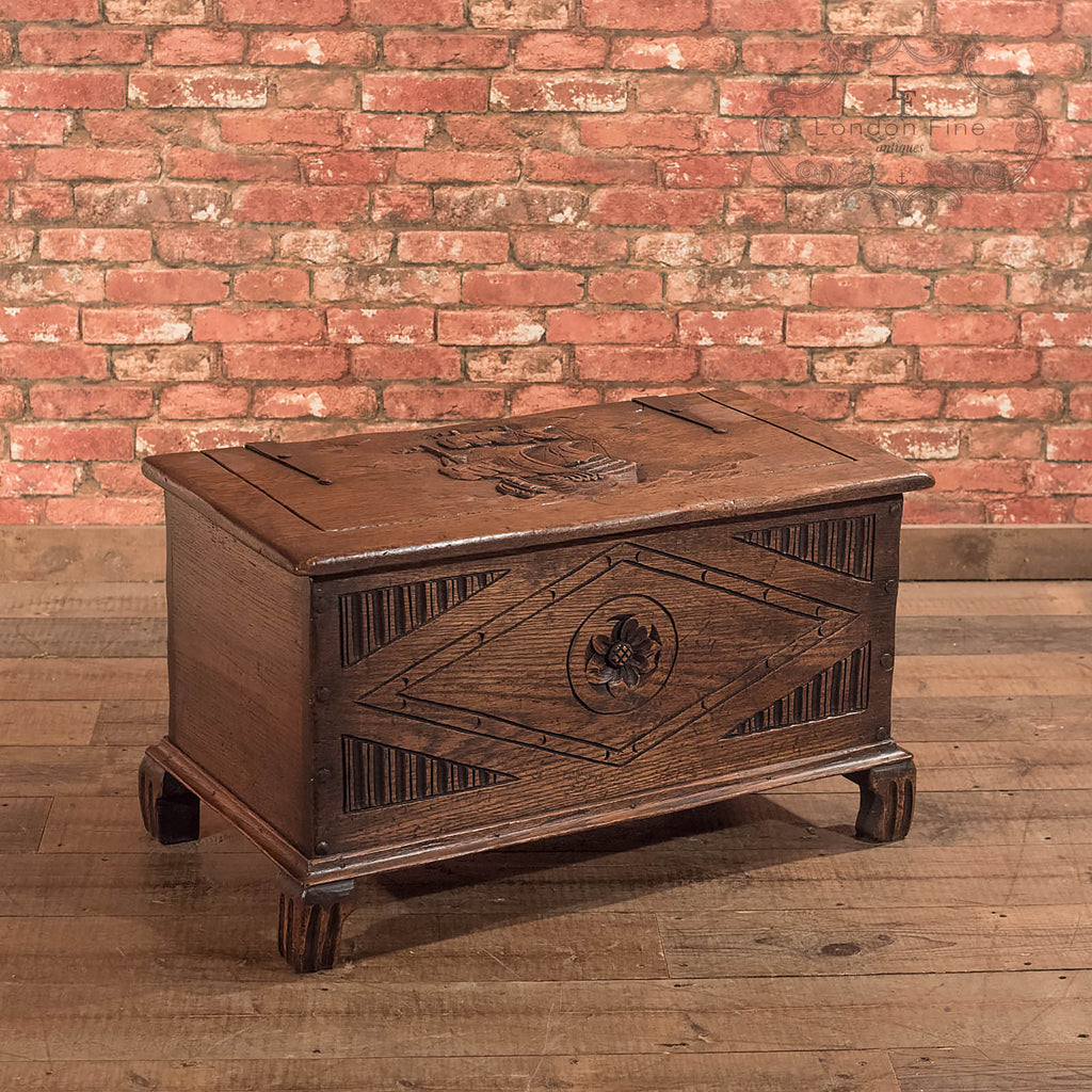 Antique Chest, Early C20th Oak Trunk - London Fine Antiques