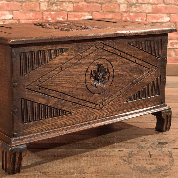 Antique Chest, Early C20th Oak Trunk - London Fine Antiques