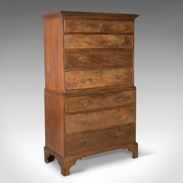 Antique, Chest On Chest of Drawers, English, Tall Boy, Mahogany, Circa 1780 - London Fine Antiques