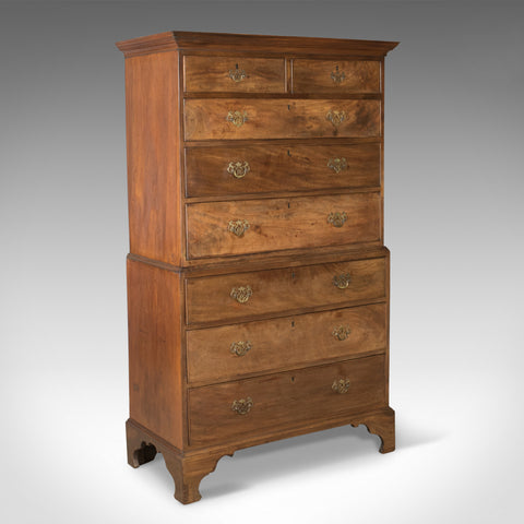 Antique, Chest On Chest of Drawers, English, Tall Boy, Mahogany, Circa 1780 - London Fine Antiques