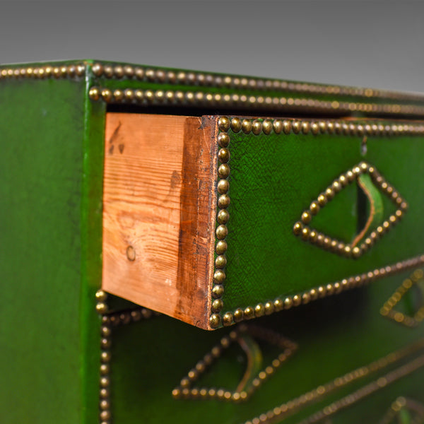 Antique Chest of Drawers, Leather, Studded Finish, English, Victorian Circa 1860 - London Fine Antiques