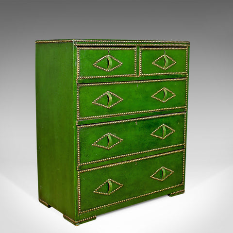 Antique Chest of Drawers, Leather, Studded Finish, English, Victorian Circa 1860 - London Fine Antiques