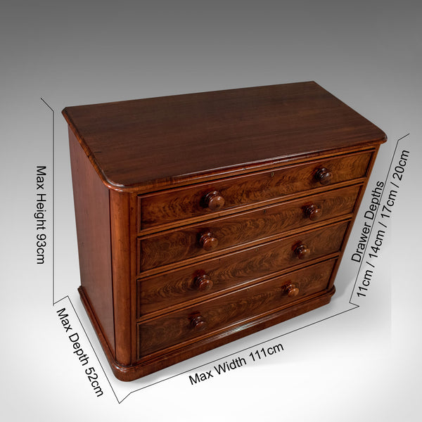 Antique Chest of Drawers, Victorian, Flame Mahogany, English, c. 1880 - London Fine Antiques