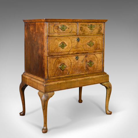 Antique Chest of Drawers on Stand, English, Walnut, Queen Anne, Circa 1700 - London Fine Antiques
