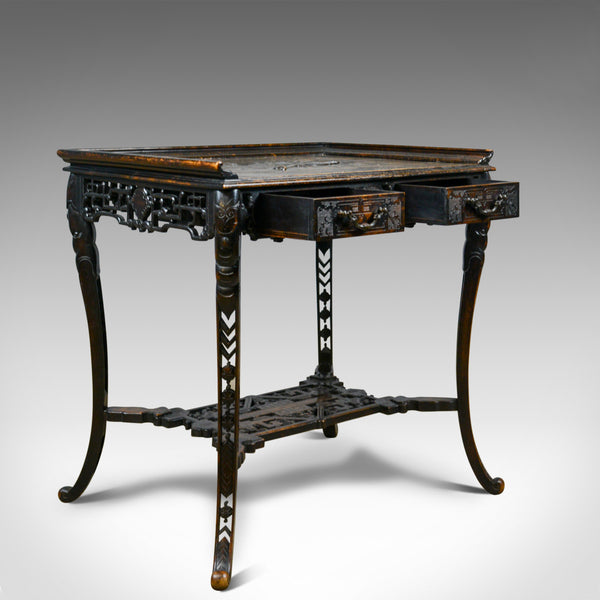 Antique Chinese Export Side Table, Carved, Oriental, Victorian, Circa 1900 - London Fine Antiques