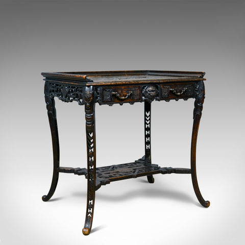 Antique Chinese Export Side Table, Carved, Oriental, Victorian, Circa 1900 - London Fine Antiques
