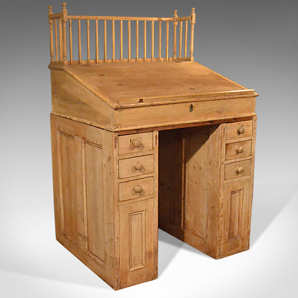 Antique Clerks Desk English Victorian Pine Bureau Late 19th Century Circa 1900