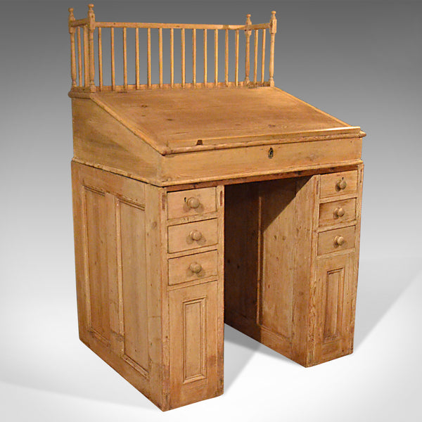 Antique Clerks Desk, English, Victorian Pine Bureau Late 19th Century Circa 1900 - London Fine Antiques