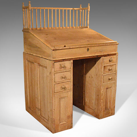 Antique Clerks Desk, English, Victorian Pine Bureau Late 19th Century Circa 1900 - London Fine Antiques