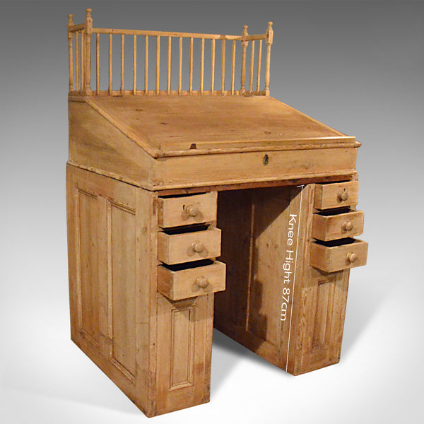 Antique Clerks Desk, English, Victorian Pine Bureau Late 19th Century Circa 1900 - London Fine Antiques