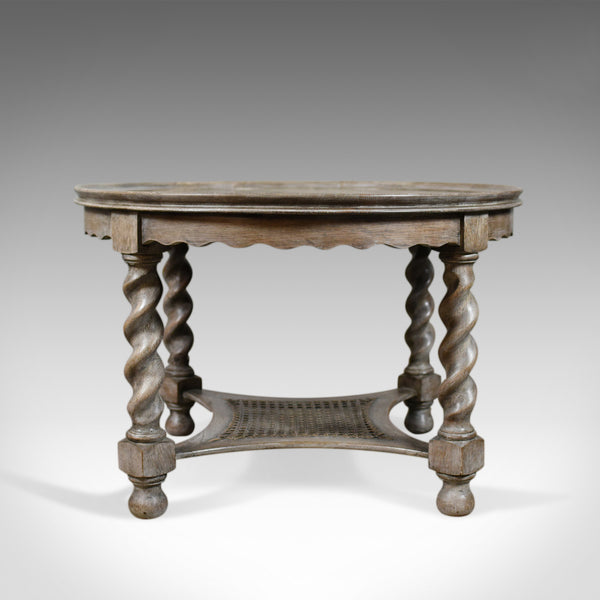 Antique Coffee Table, English, Limed Oak, Circular, Edwardian Circa 1910 - London Fine Antiques