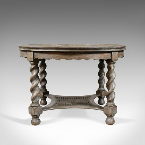 Antique Coffee Table, English, Limed Oak, Circular, Edwardian Circa 1910 - London Fine Antiques