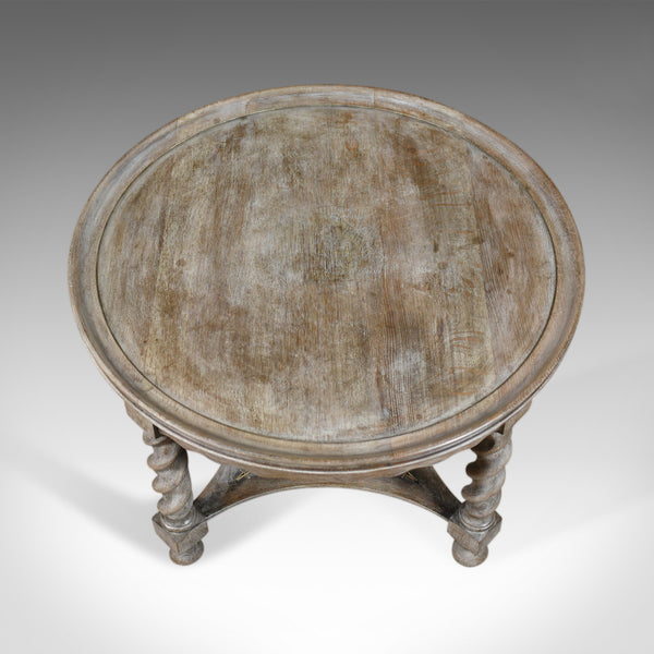 Antique Coffee Table, English, Limed Oak, Circular, Edwardian Circa 1910 - London Fine Antiques
