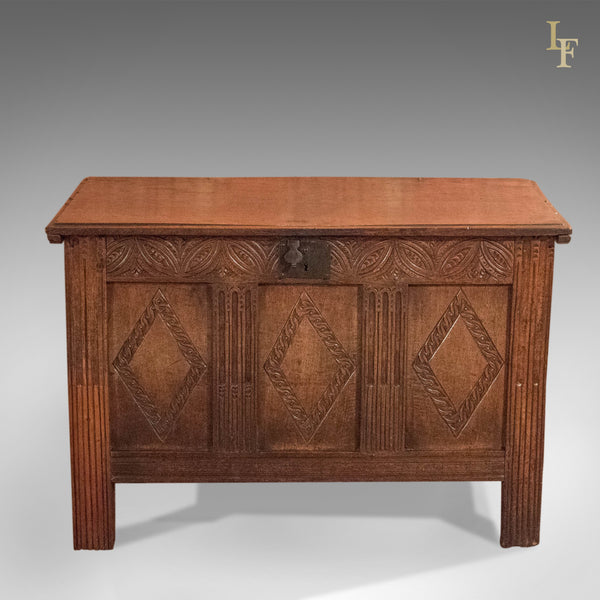17th Century Oak Panelled Antique Coffer - London Fine Antiques