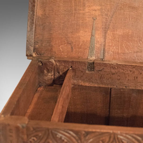 17th Century Oak Panelled Antique Coffer - London Fine Antiques