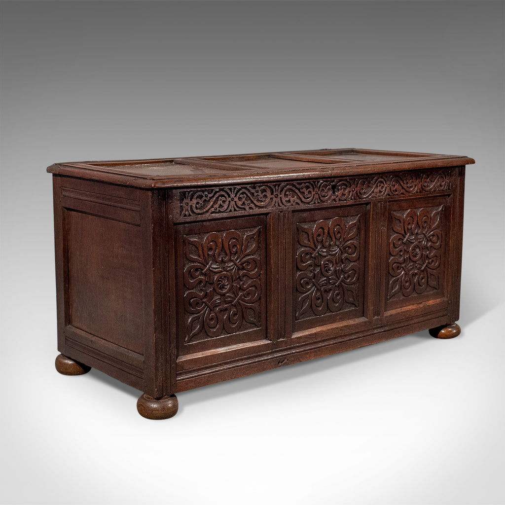Antique Coffer, English Oak Joined Chest, Queen Anne Circa 1700 - London Fine Antiques