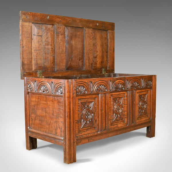 Antique Coffer, English Oak Joined Chest, William III, Queen Anne, Circa 1700 - London Fine Antiques