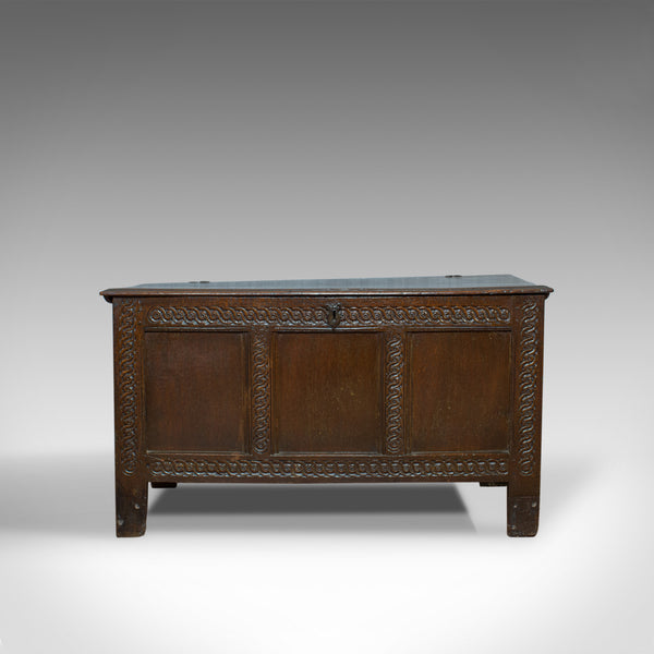 Antique Coffer, Large, English Oak, Joined Chest, Charles II Trunk, Circa 1685 - London Fine Antiques