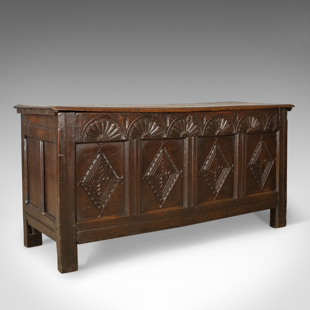 Antique Coffer, Large, English Oak, Joined Chest, Charles II Trunk, Circa 1680 - London Fine Antiques