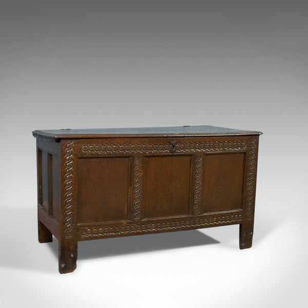 Antique Coffer, Large, English Oak, Joined Chest, Charles II Trunk, Circa 1685 - London Fine Antiques