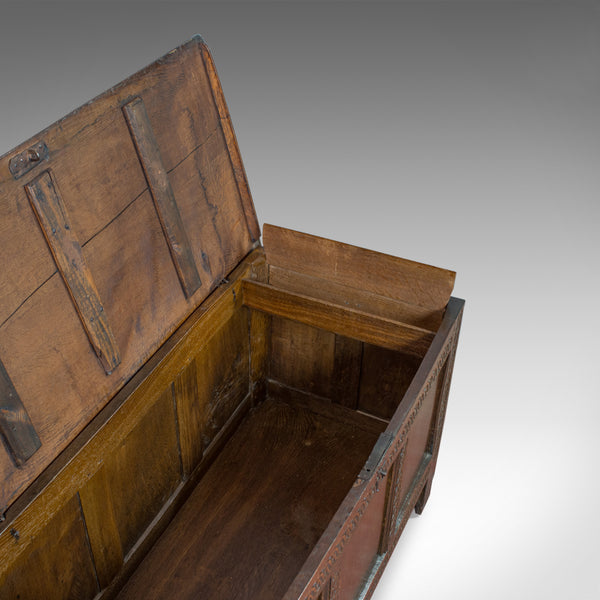 Antique Coffer, Large, English Oak, Joined Chest, Charles II Trunk, Circa 1685 - London Fine Antiques