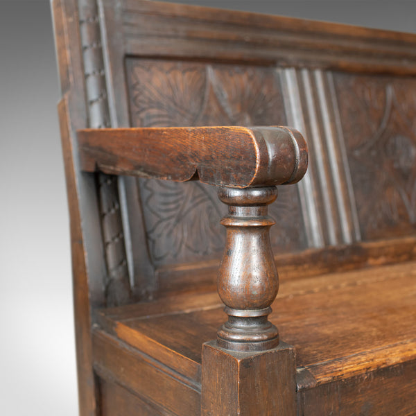 Antique Coffer Settle, English, Oak, Bench, Chest, Trunk Seat, Circa 1700 - London Fine Antiques
