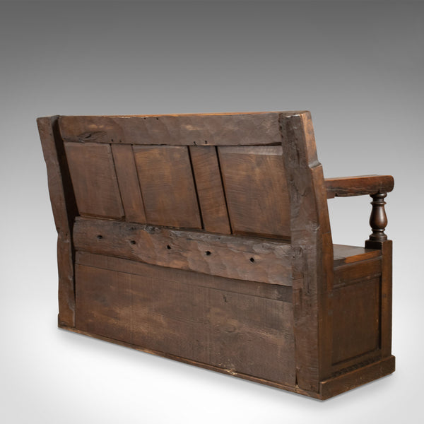 Antique Coffer Settle, English, Oak, Bench, Chest, Trunk Seat, Circa 1700 - London Fine Antiques