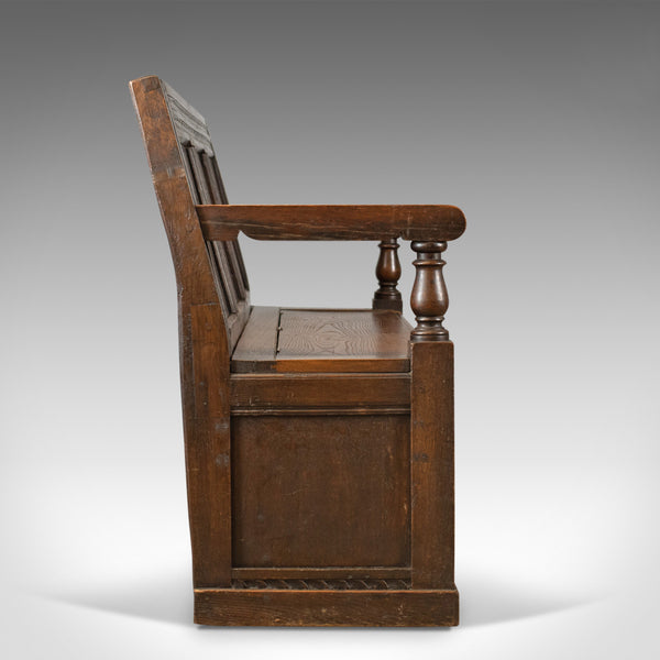 Antique Coffer Settle, English, Oak, Bench, Chest, Trunk Seat, Circa 1700 - London Fine Antiques