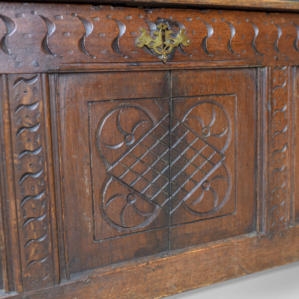 Antique Coffer Settle, English, Oak, Hall, Bench, Seat, Circa 1700 - London Fine Antiques