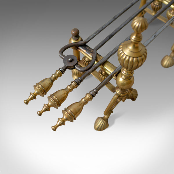 Antique Companion Set of Fire Irons on Rests, Classical Revival, Circa 1880 - London Fine Antiques