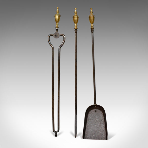 Antique Companion Set of Fire Irons on Rests, Classical Revival, Circa 1880 - London Fine Antiques
