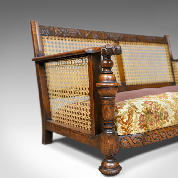 Antique Conservatory Suite, Oak, Bergere, Three Seater Sofa, c.1910 - London Fine Antiques