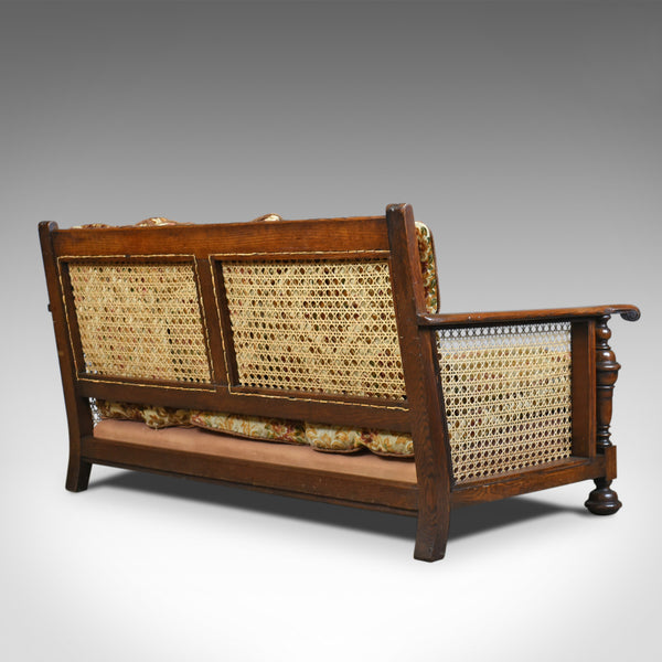 Antique Conservatory Suite, Oak, Bergere, Three Seater Sofa, c.1910 - London Fine Antiques