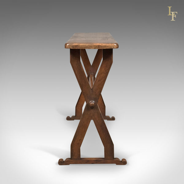 Antique Console Table, Narrow X-Frame, English, Oak, Gothic Overtones, circa 1880 - London Fine Antiques
